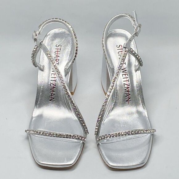 Stuart Weitzman Embellished Metallic Leather Sandals size 7 - Picture 2 of 12